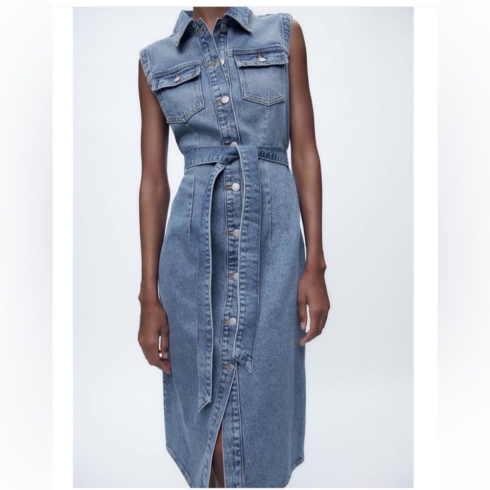 NWT Zara Denim Sleeveless Doro Dress Size Small! - Picture 2 of 11